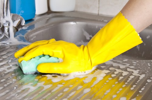 Detailed oven cleaning service in Croydon with trays and racks being cleaned