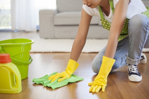 Home cleaners in Croydon vacuuming a modern carpeted hallway